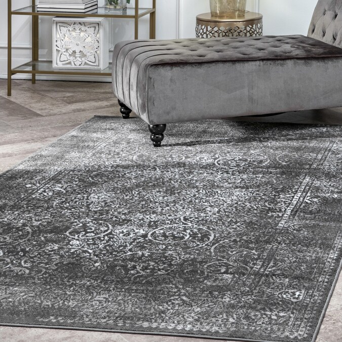 Nuloom 9 X 12 Dark Gray Distressed Overdyed Vintage Area Rug In The Rugs Department At Lowes Com
