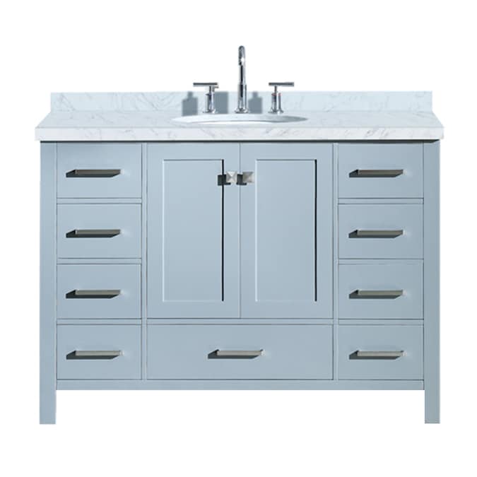 Ariel Cambridge 49 In Grey Undermount Single Sink Bathroom Vanity With White Natural Marble Top In The Bathroom Vanities With Tops Department At Lowes Com