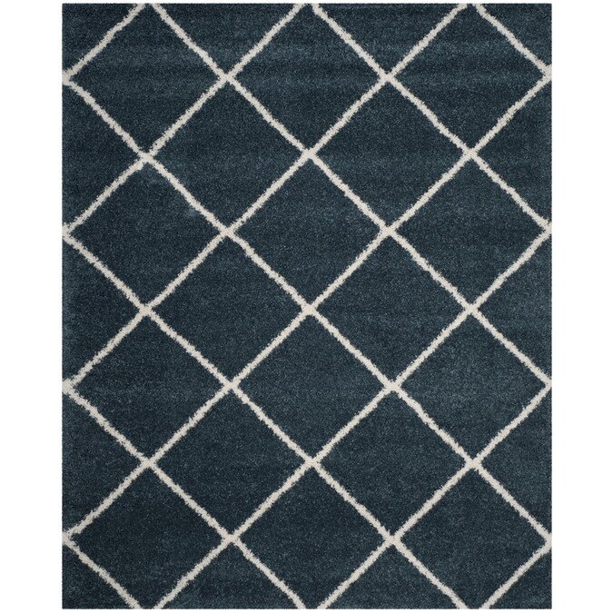 Safavieh Hudson Beckham Shag 8 X 10 Slate Blue Ivory Trellis Area Rug In The Rugs Department At Lowes Com