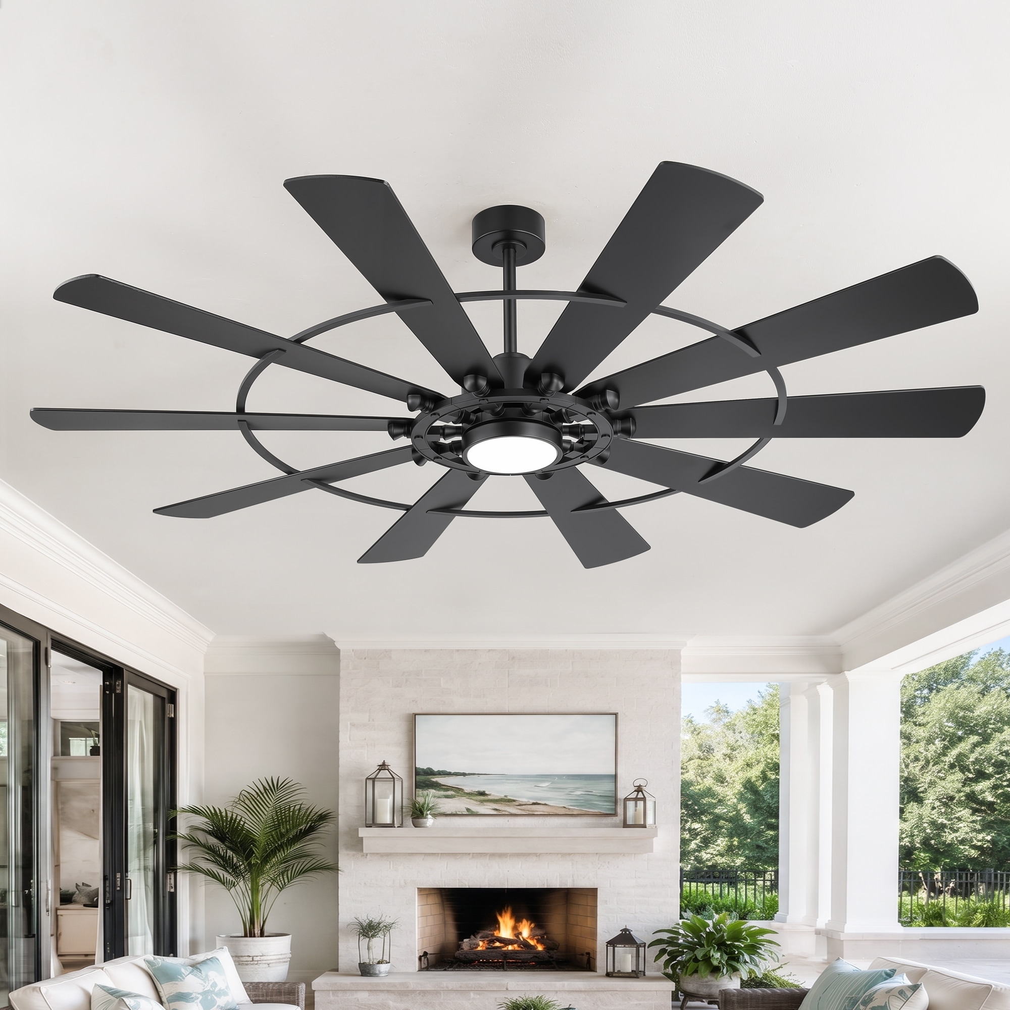 Breezary 65-in White with Abs Blades Color-changing Integrated LED