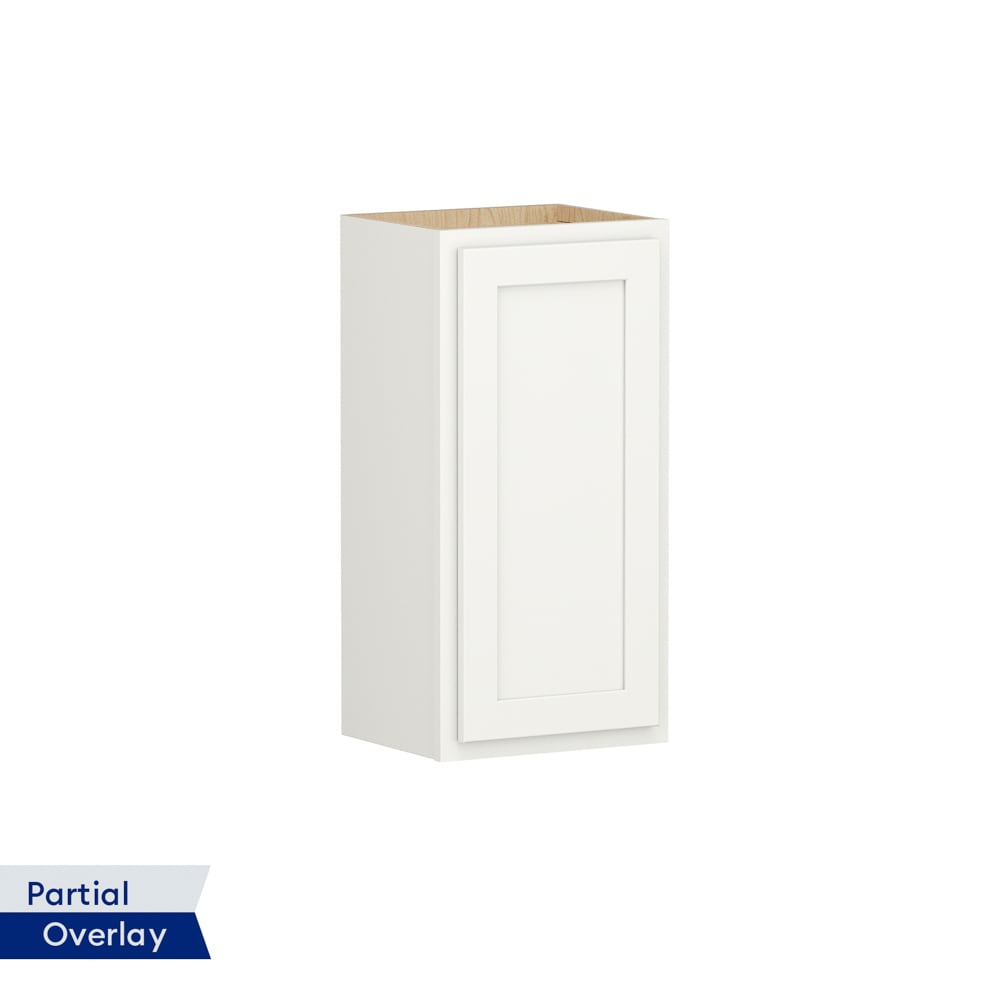 Shenandoah PRO Express Breckenridge 15-in W x 36.125-in H x 12-in D Linen Partial Overlay Wall Fully Assembled Plywood Cabinet (Recessed Panel Shaker Door Style)