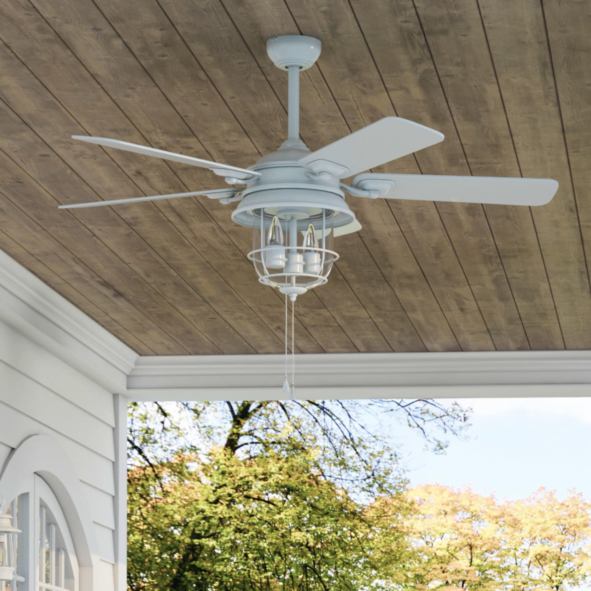 Harbor Breeze newest ECHOLAKE Matte White Finish Ceiling Fan #0747604