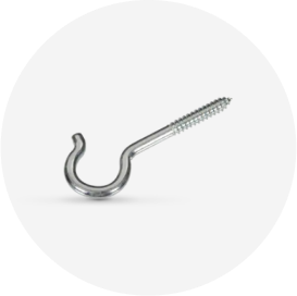 A silver steel screw hook.
