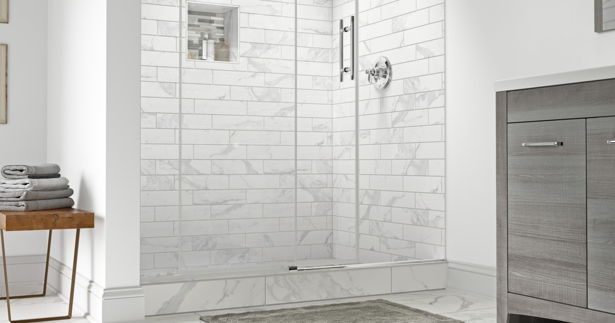 Inspirational Tile Looks, Grey Shower Tile