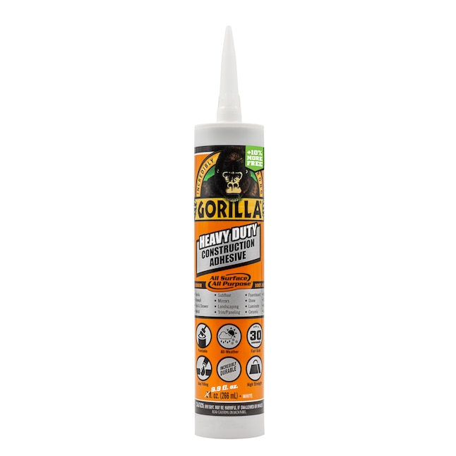 Gorilla Heavy Duty White Polymer-based Interior/Exterior Construction  Adhesive (9-fl oz) at