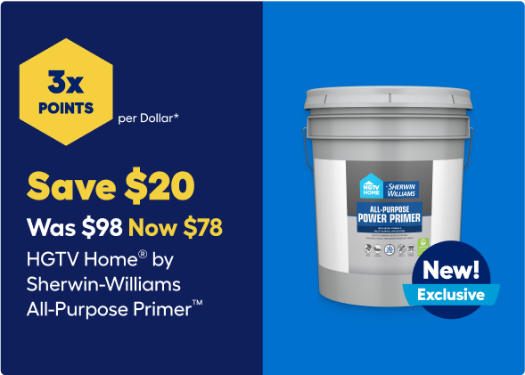 Save $20. Was $98. Now $78. H G T V Home by Sherwin-Williams All-Purpose Primer.