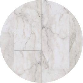 An off-white with gray veining vinyl tile swatch.