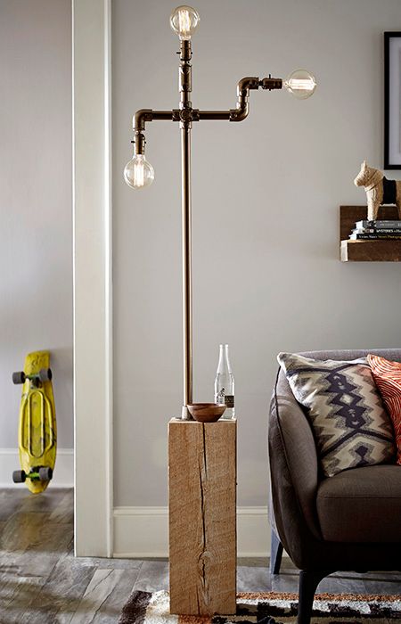 Wood And Pipe Floor Lamp, Diy Pipe Floor Lamp Ideas