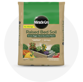 A bag of Miracle-Gro raised bed garden soil.