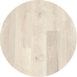 An off-white wood-look laminate flooring swatch.