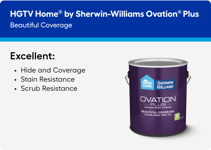 Ovation Plus paint offers beautiful coverage with scrub and stain resistance. 
