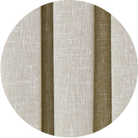 A close-up of a striped, off-white curtain.