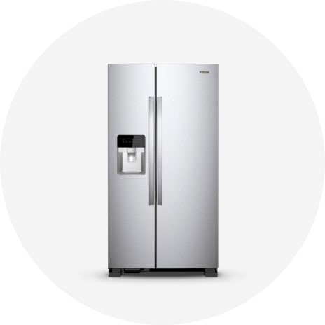 A stainless side-by-side refrigerator with water and ice in the door.
