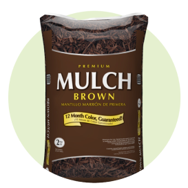 A bag of premium brown mulch.