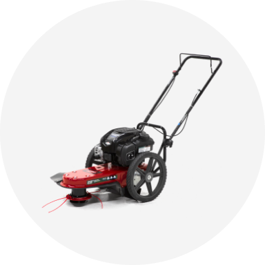 A red and black Toro string trimmer mower.
