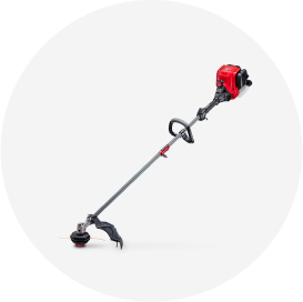 Closeup of the gas tank on a red CRAFTSMAN trimmer.