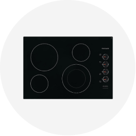 A black smooth-surface cooktop.