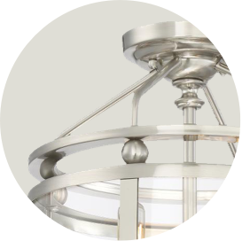 A semi-flush mount light with a nickel finish.