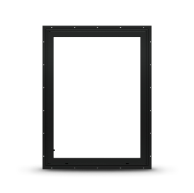 A casement window with a black frame.