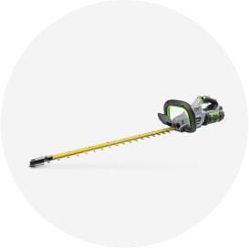 A cordless EGO hedge trimmer.