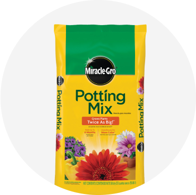 A bag of Miracle Gro potting mix.