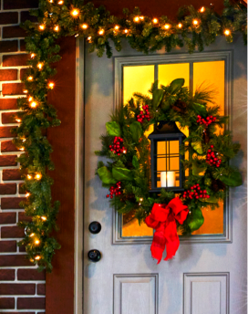 Garland Christmas Gate Ornaments Decoration Christmas out door behind door 