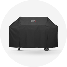 A black Weber grill cover.