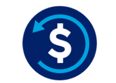 An icon with a dollar sign and an arrow.