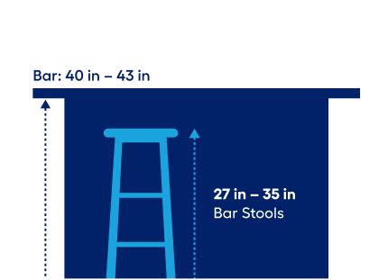 Bar Height 27 In To 35 Stools, What Size Stool For 43 Inch Counter