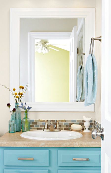 How To Frame A Bathroom Mirror Lowe S, Tile Mirror Frame Kit
