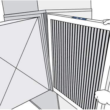 For a central unit, slide filter into unit.