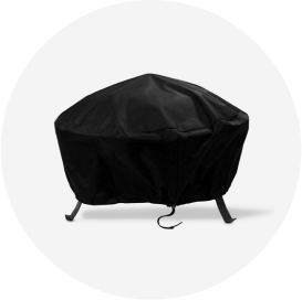 A black fabric fire pit cover.