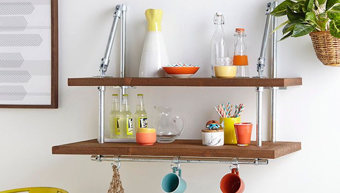 Quick Connect Pipe Frame Wall Shelf, Galvanized Pipe Shelves Kitchen