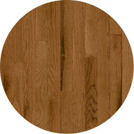 A medium brown solid hardwood flooring swatch.