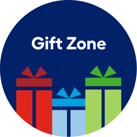 Gift Zone icon with red, blue and green presents.