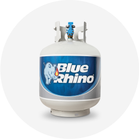 A Blue Rhino propane tank.
