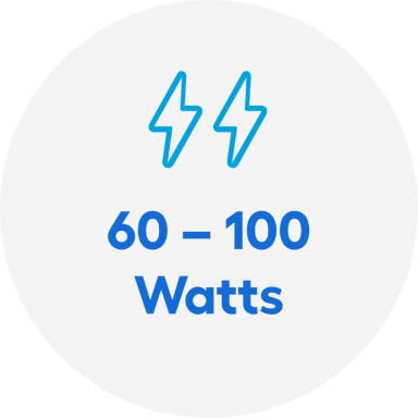 60 to 100 watts.