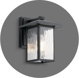 A black rectangular outdoor wall light with frosted shades.