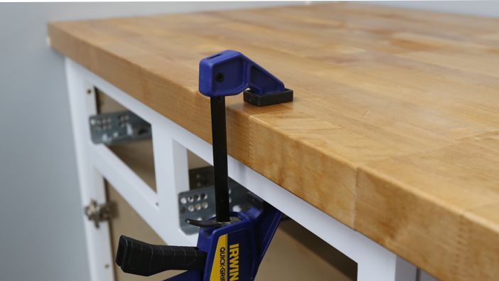 How To Install A Butcher Block Countertop, How To Fasten Countertop Cabinets
