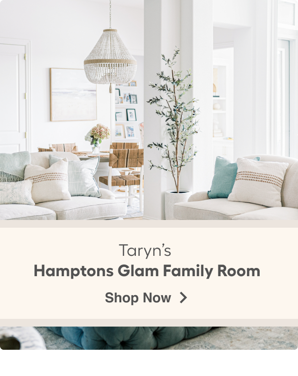 Taryn's Hamptons Glam Family Room.