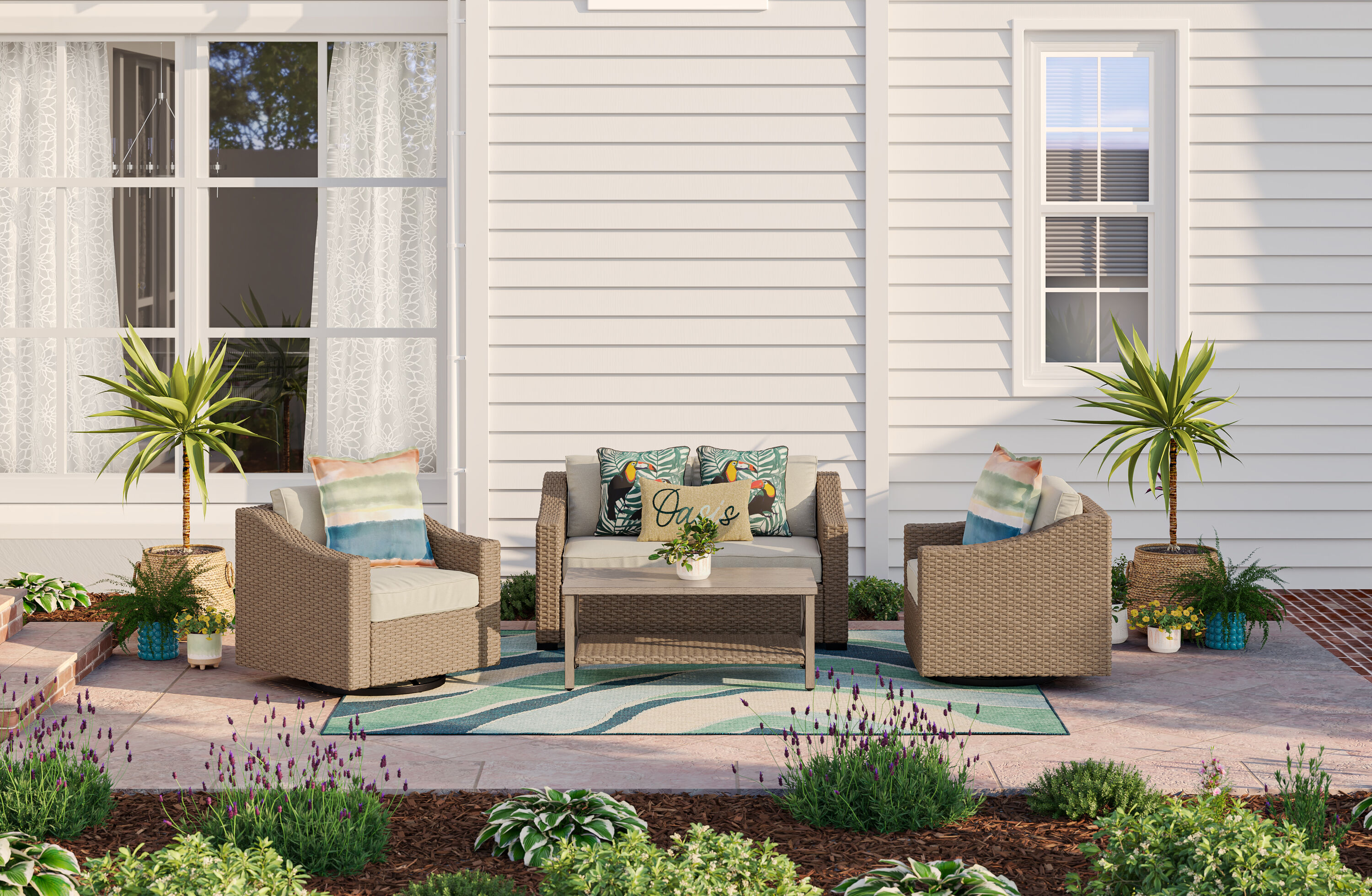 Shop allen roth Emerald Cove 4 Piece Patio Slope Conversation