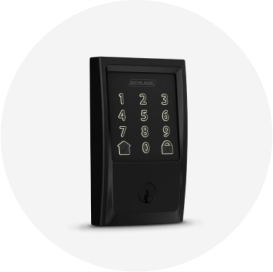 A Schlage smart electronic door lock.