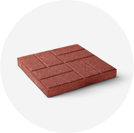 A square red brick paver.