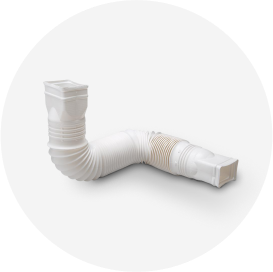 A white downspout extension.