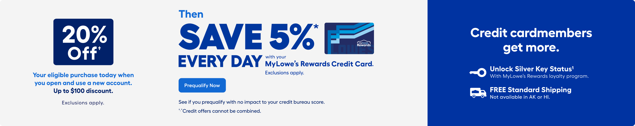 Get 20% Off Your Eligible Purchase Today when you open and use a new account. Prequalify now.