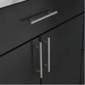 Stainless steel drawer pulls.