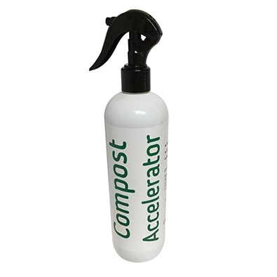 A bottle of compost accelerant can speed the decomposition process.