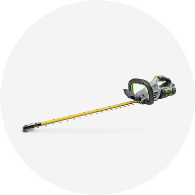 A cordless EGO hedge trimmer.