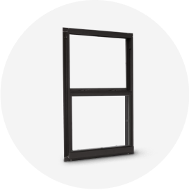 A black-framed replacement window.