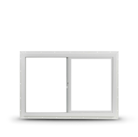 A sliding window with a white frame.